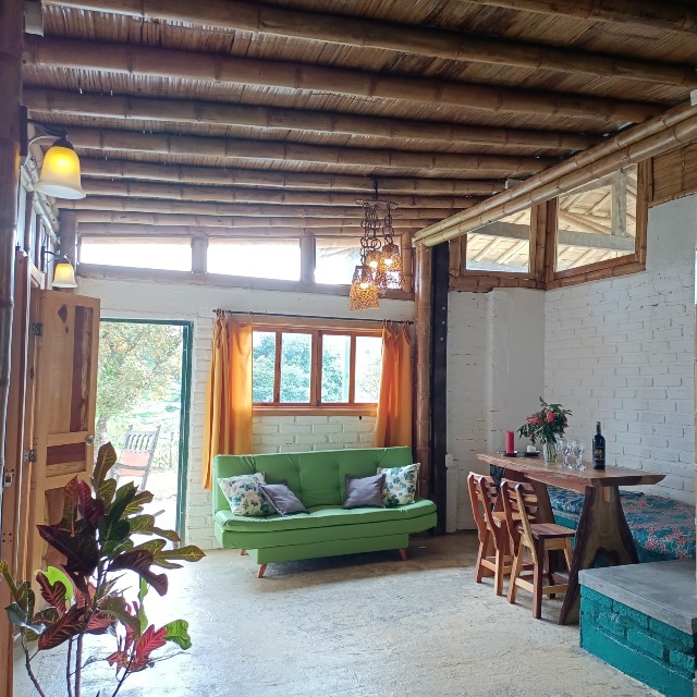 Living and dining room in the apartment at Steel Horse